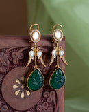 Maya Teardrop Antique Earrings- Emerald