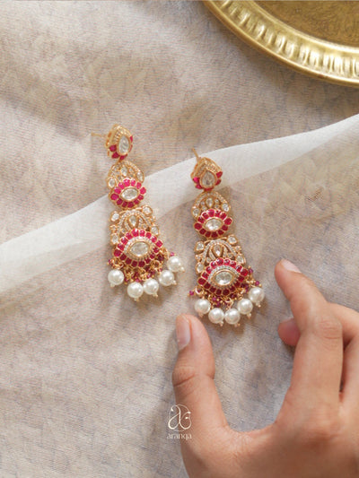 Anaya Kundan Earrings - Ruby