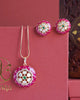 Jivika Kundan Pendant Chain Set- Ruby