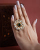 Amiya Statement Kundan Adjustable Ring - Emerald