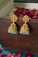 Lavika Temple Gold Jhumka - Green