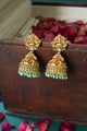 Lavika Temple Gold Jhumka - Green