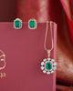Kanishka Kundan Rectangle Center Pendant Chain Set- Emerald