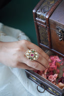 Vidhatri Kundan Adjustable Ring - Multi-Color