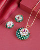 Raina Moon & Floral Pendant Chain Set - Emerald