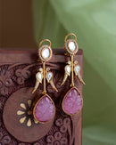 Maya Teardrop Antique Earrings - Pink
