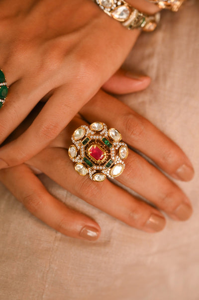 Vaanya Polki Kundan Adjustable Ring