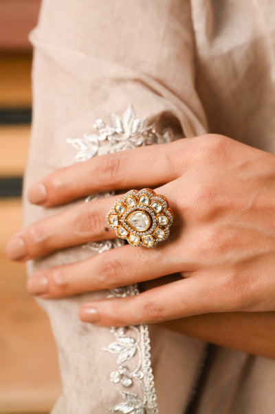 Mrinaal Polki Kundan Adjustable Ring