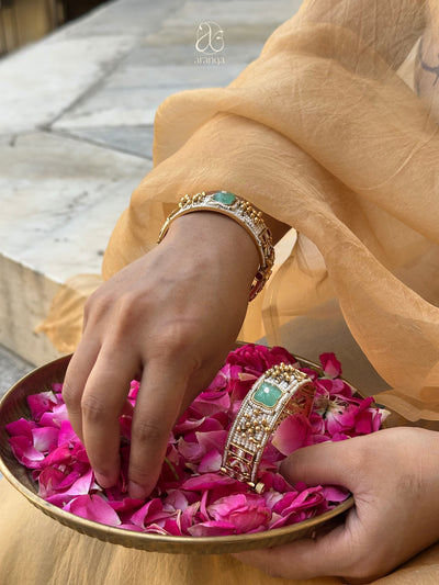 Tarisha Mint Pearl  Openable Bangles- Set of 2