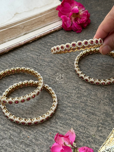 Larini Ruby Gold Bangles- Set of 4