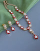 Naaz Kundan Pendant Necklace Set- Red
