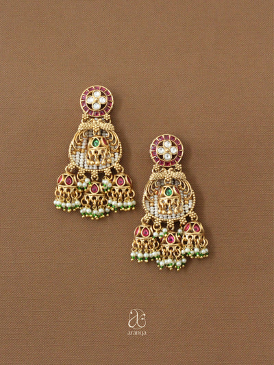 Tanya Multi-Gem Temple Jhumkas