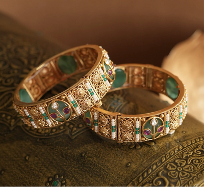 Iravati Heritage Openable Bangles - Set of 2