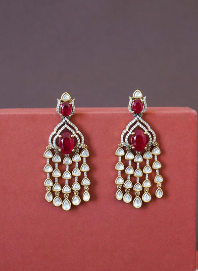 Bhavini Statement Earrings - Ruby