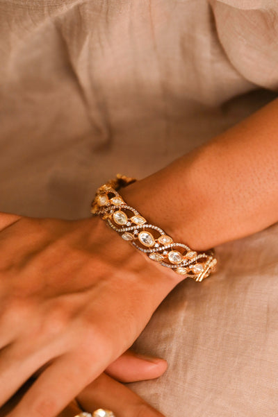 Aarvika Polki Kundan Openable Bangle- Set of 2