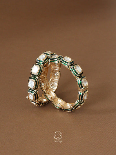 Anvi Emerald Meenakari Openable Bangles - Set of 2