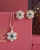 Malika Kundan Emerald Centre Pendant Chain Set
