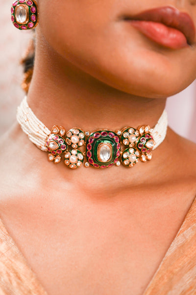 Amina Polki Kundan Necklace Set