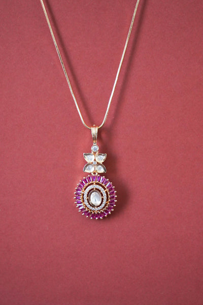 Dayita Kundan Pendant Chain Set - Ruby