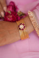 Golden chain bracelet - Red Floral