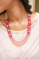 Drishka Pink Multi Layered Mala with Zircon Flower Motif
