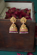Lavika Temple Gold Jhumka - Ruby