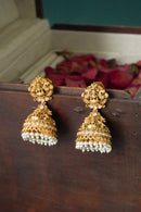 Lavika Temple Gold Jhumka - White