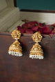 Lavika Temple Gold Jhumka - White