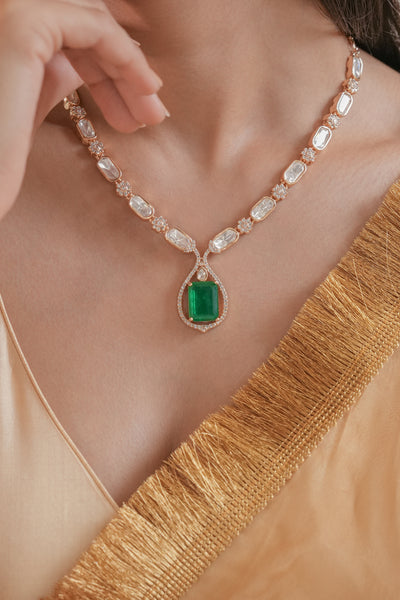 Veesha Emerald Drop Necklace Set