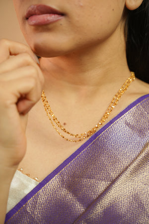 Sharini 3 Line Short Layered Mala - Gold