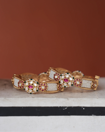 Raha Antique Pearl  Openable Bangles- Set of 2