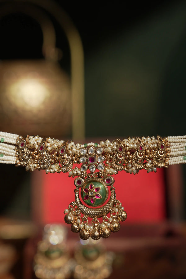 Viona Mint and Pearl Choker Set