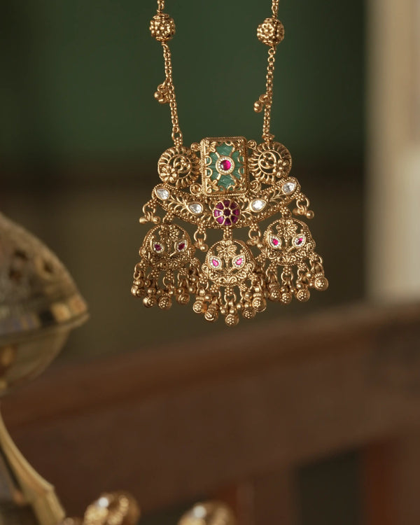 Tiya Antique Long Pendant Necklace Set