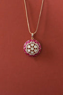 Yashvi Meenakari Kundan Pendant Set- Ruby