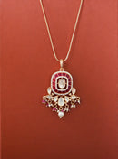 Usha Kundan Meenakari Pendant Set- Ruby