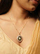 Aarvi Meenakari Kundan Pendant Chain Set with Earrings - Green