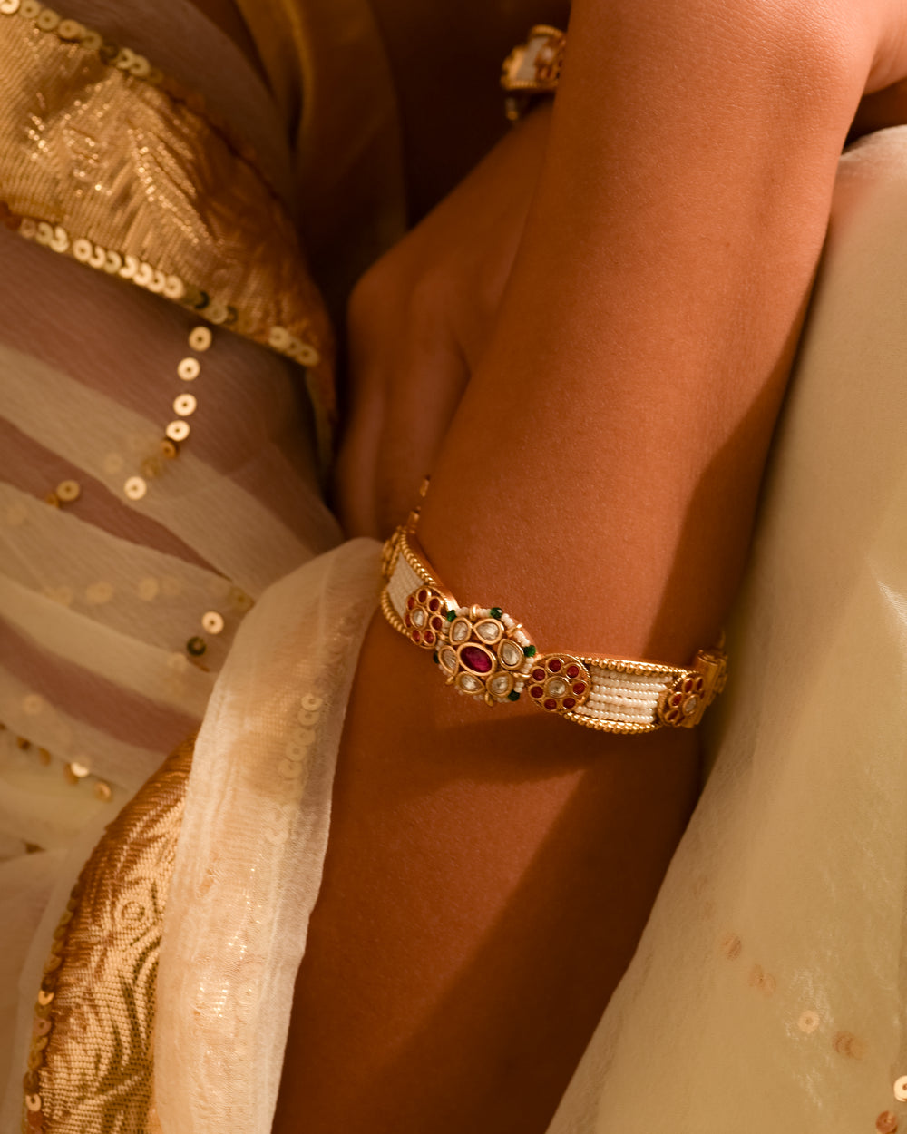 Raha Antique Pearl  Openable Bangles- Set of 2