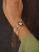 Golden chain bracelet - Green Floral
