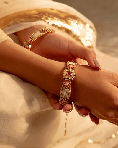 Raha Antique Pearl  Openable Bangles- Set of 2