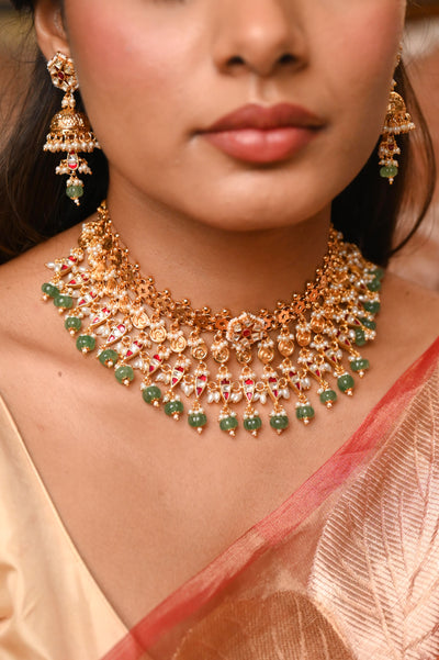 Ranisa Pachi Kundan Necklace Set